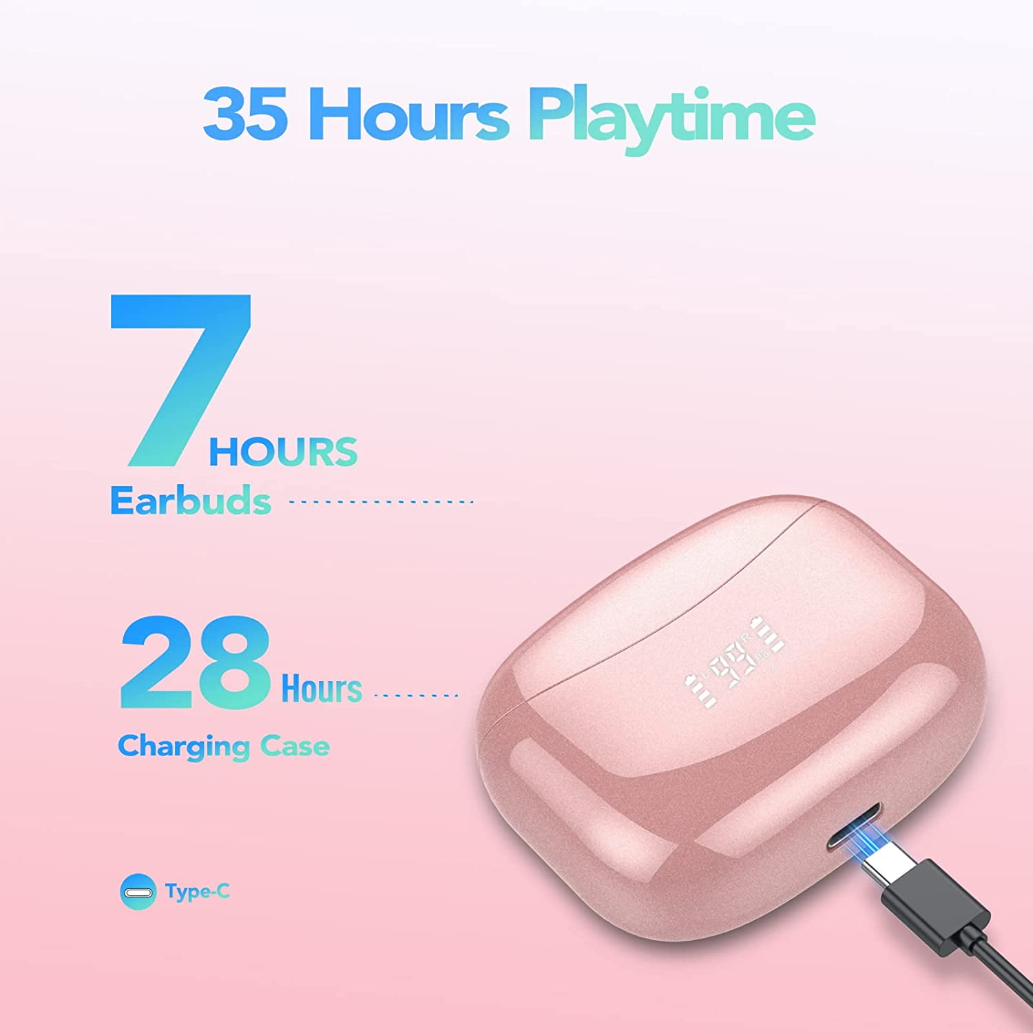 Wireless Charging Bluetooth Earbuds, Hi-Fi Stereo, Touch, IPX Waterproof, Mic – iPhone, Samsung & Android