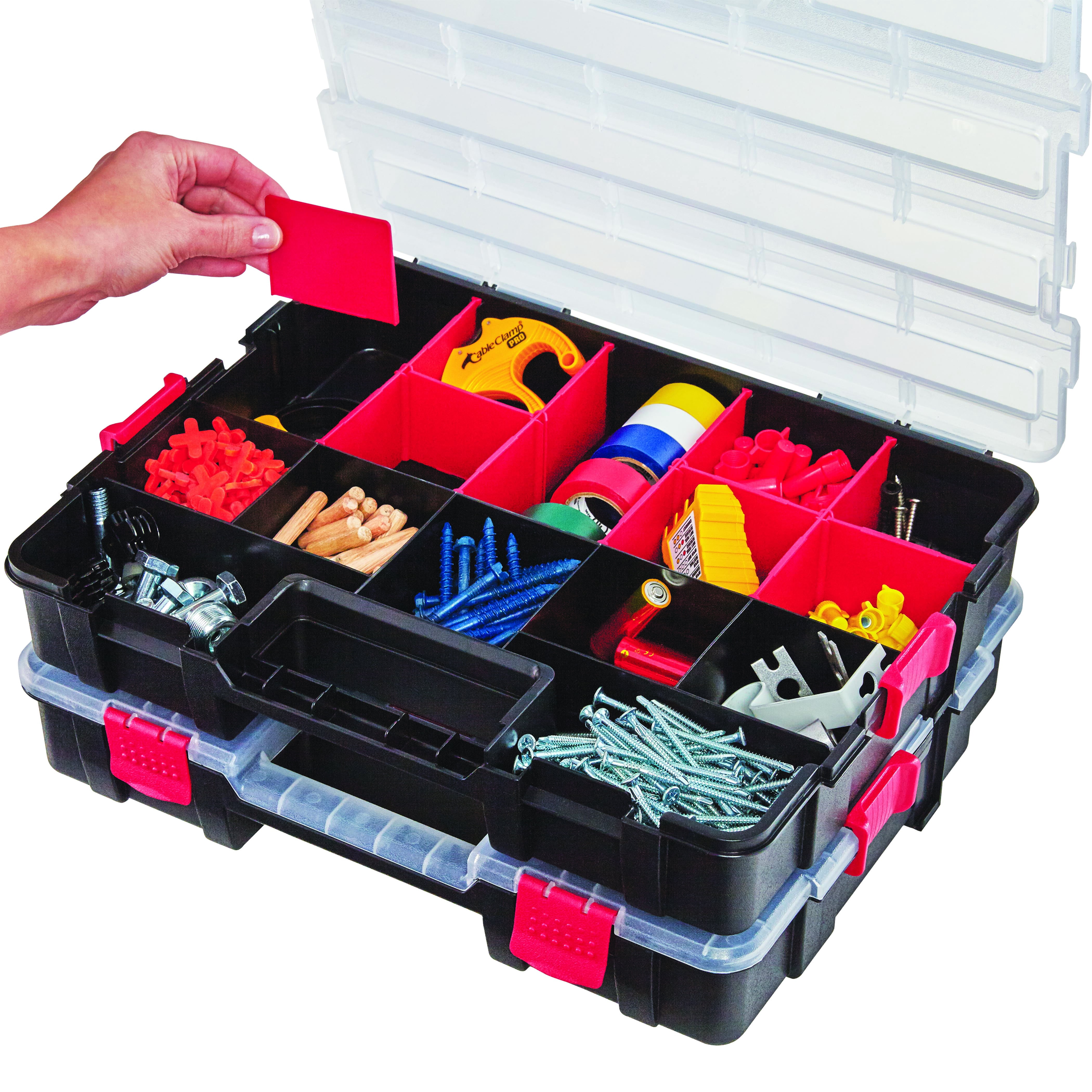 Hyper Tough Plastic Heavy-Duty Interlocking Organizer with Slide Lock  2-Pack 