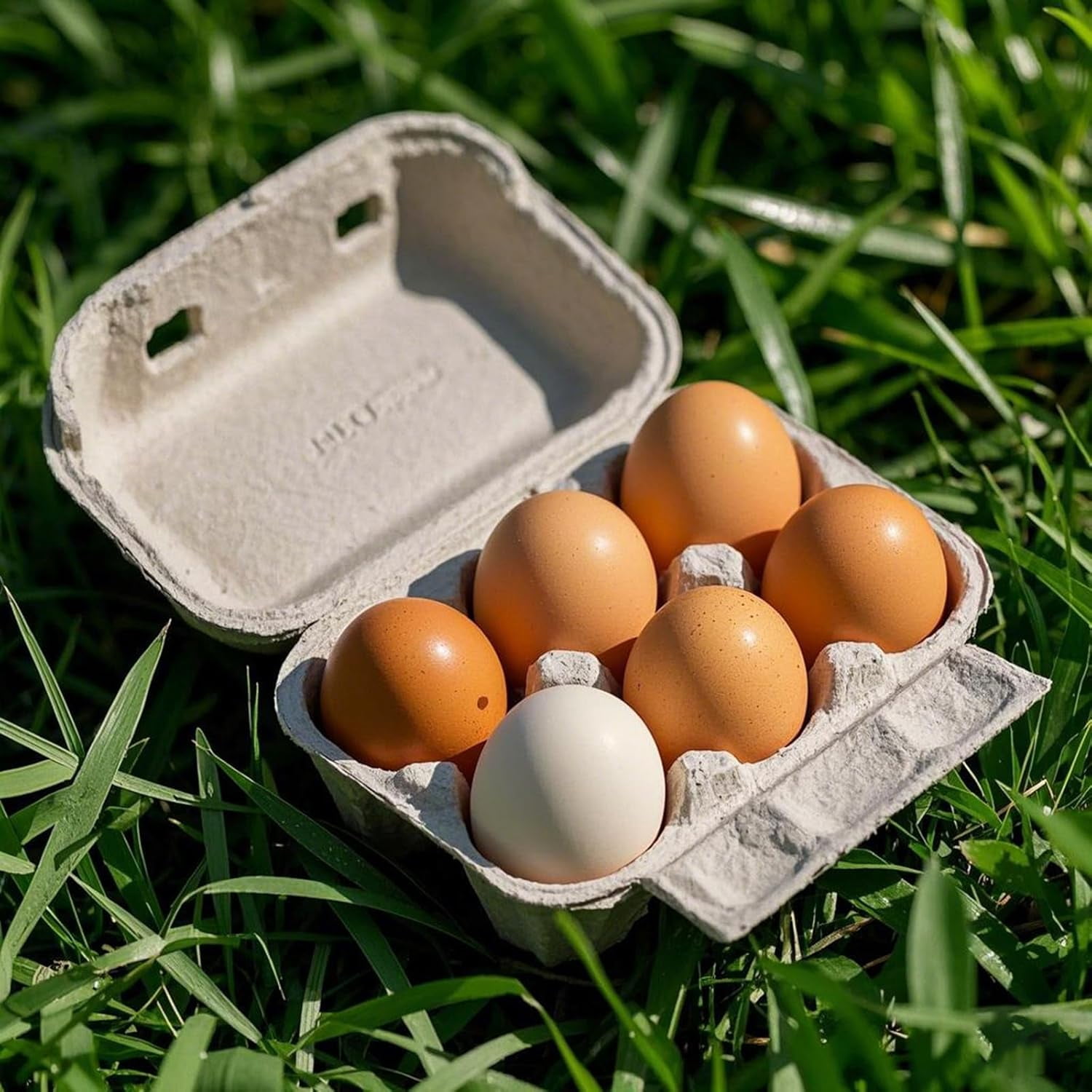 50 Pack 6 Count Paper Pulp Egg Cartons, Half Dozen Holder Cardboard Cartons Storage Containers, Cheap Bulk for Storing up to Small Medium Chicken Eggs