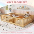 thumbnail image 4 of Bellemave Full Size Floor Bed with Door and Fence  Floor Bed with Bed Slats Sturdy Wood Floor Bed Montessori Bed Frame (Full, Natural Brown), 4 of 10