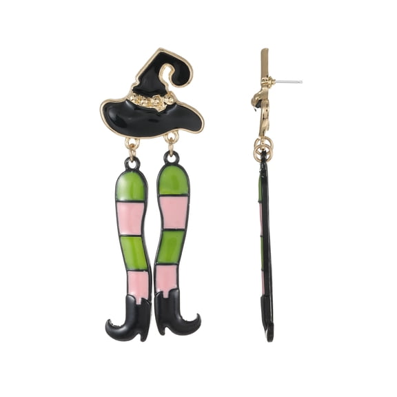Way to Celebrate Striped Witch Halloween Dangle Earrings, 1 Pair