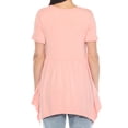thumbnail image 3 of White Mark Short Sleeve Shirred Front Knit Tunic Top with Pockets, Women's, S-XL, 3 of 6