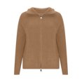 thumbnail image 4 of Zip up Cardigans for Women Fall Trendy Long Sleeve Chunky Sweater Cardigan Knit Open Front Collared Zipper Sweaters Coat (S, Khaki), 4 of 8