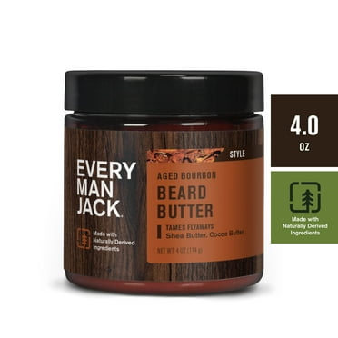 Every Man Jack Beard Butter - Hydrates and Styles Unruly Beards - Light Aged Bourbon Scent - 4oz