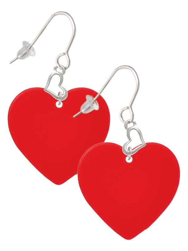 Delight Jewelry Acrylic 1" Red Heart Heart French Earrings Walmart
