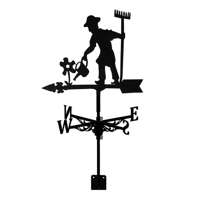 Almencla Metal Weathervane Fence Mount Weather Vane Farm Scene Stake Ornament Farmer