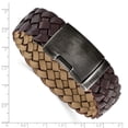 thumbnail image 3 of White Stainless Steel bracelet Men's Brown 9 in Antiqued and Brushed Braided Leather 9in, 3 of 3