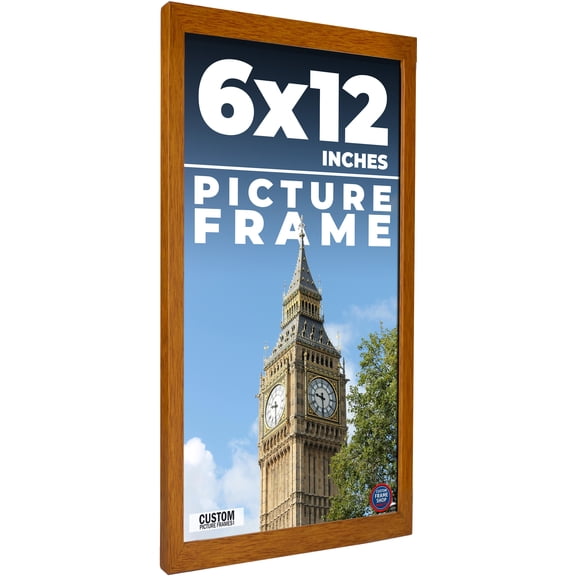 6x12 Honey Brown Real Wood Picture Frame Width 0.75 inches | Interior Frame Depth 0.5 inches |