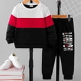 thumbnail image 2 of KPOPLK Toddler Boy Fall Winter Sweatshirt Outfit Clothes Boys Long Sleeve Pattern Pullover Tops Joggers Pants Set(6-7 Years,Watermelon Red), 2 of 3