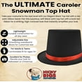 thumbnail image 2 of Nicky Bigs Novelties Adult Tall Large Black Satin Top Hat with Red Band Caroler Snowman Circus Ringmaster Victorian Mad Hatter Baron Roaring 20s Magician Formal Costume Tuxedo Deluxe High Crown, 2 of 7
