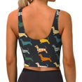 thumbnail image 3 of Naloa Plaid Dachshund Sports Bras for Women, High Support Bra with Removable Pads, Comfortable - X-Large, 3 of 9