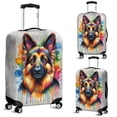 thumbnail image 2 of Watercolor Drip German Shepherd Pop Art Colorful Portrait Artwork Travel Luggage Cover Alsatian Dog Lover Gifts Suitcase Dust Protective Decor - 01009, 2 of 5
