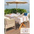 thumbnail image 5 of Outdoor Tablecloth with Umbrella Hole for Patio/Picnic/Party/Camping, Brown Flowers Waterproof Table Cloth Rectangle Table Cover Washable, Spring Summer Botanical Floral Leaf Stripe (52"x 70"), 5 of 9