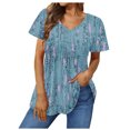 thumbnail image 1 of Birdeem Blouses pour Femmes Décontractées Col en V Dégradé Imprimé Manches Courtes, 1 of 1