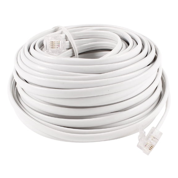 Unique Bargains 15M 49ft RJ11 6P4C Modular Telephone Phone Cables Wire White