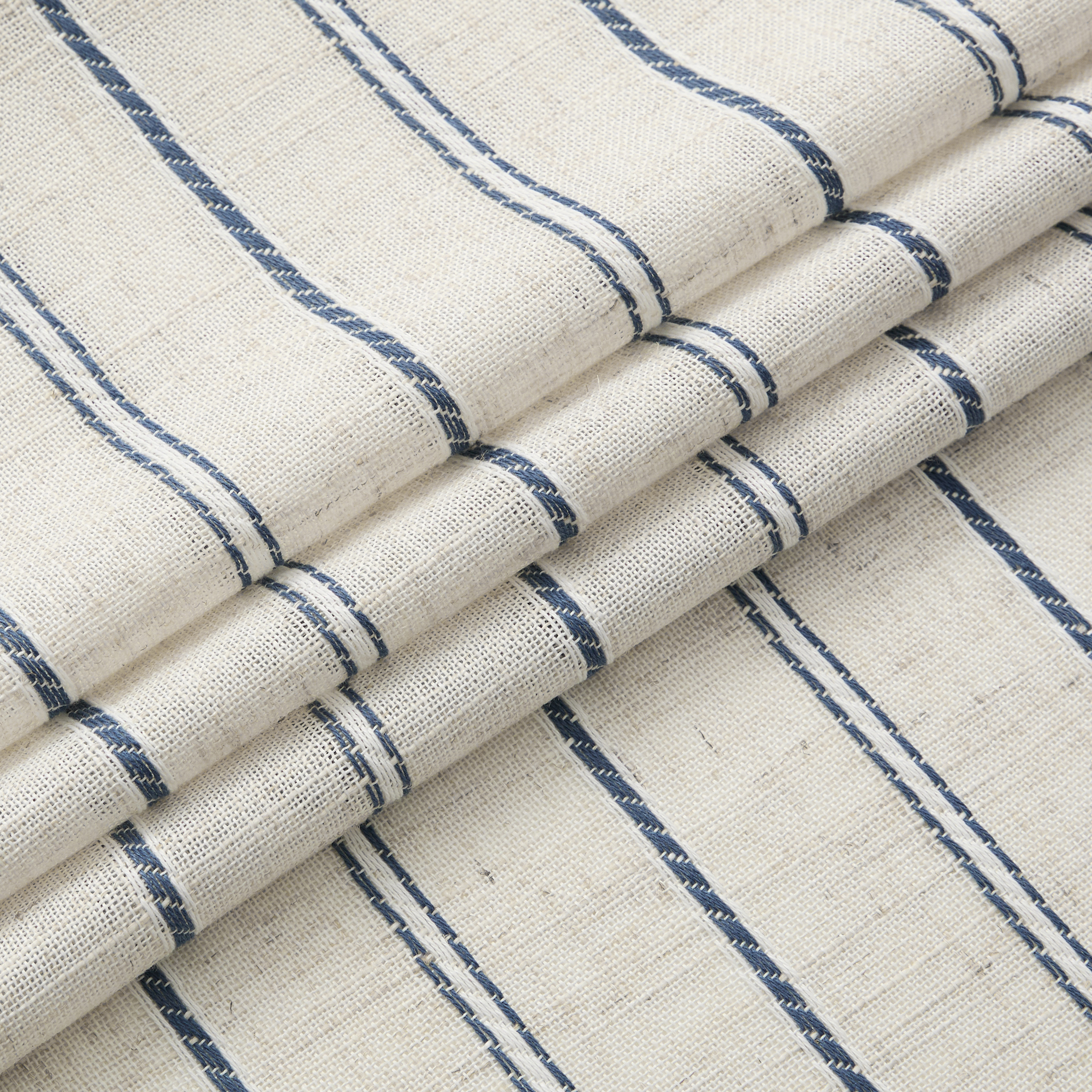 Muuphra Farmhouse Striped Linen Blend Curtains for Living Room Semi sheer Back Tab Coastal Drapes for Bedroom,2 Panels,52"×84"