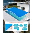thumbnail image 2 of VEVOR Solar Pool Cover, 36 x 18 ft Rectangle Pool Bubble Cover, 8 Mil Pools Solar Blanket with Bubble & PE Material, Daytime Heat Absorption, Nighttime Heat Retention, Blue, 2 of 9