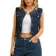 thumbnail image 1 of CHAQUETA DE JEAN SIN MANGAS CROPPED INSPIRADA EN CHIC PARA MUJERES, CON DECORACIÓN DE PERLAS, TALLA XL, AZUL PROFUNDO, 1 of 6
