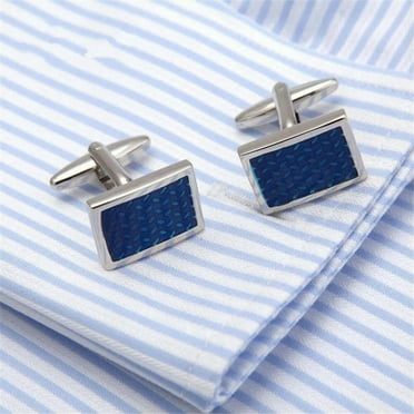 WBQF 1 Pair Silver Plated Square Blue Crystal Cufflinks Cuff Link for Wedding Party-default