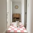 thumbnail image 2 of Softlife Classic Milk Flannel Checkered Rug for Living Room, 2' x 3', Pink & White, 2 of 9