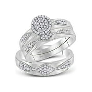 Diamond Princess 10kt White Gold His Hers Round Diamond Cluster Matching Wedding Set 1/3 Cttw