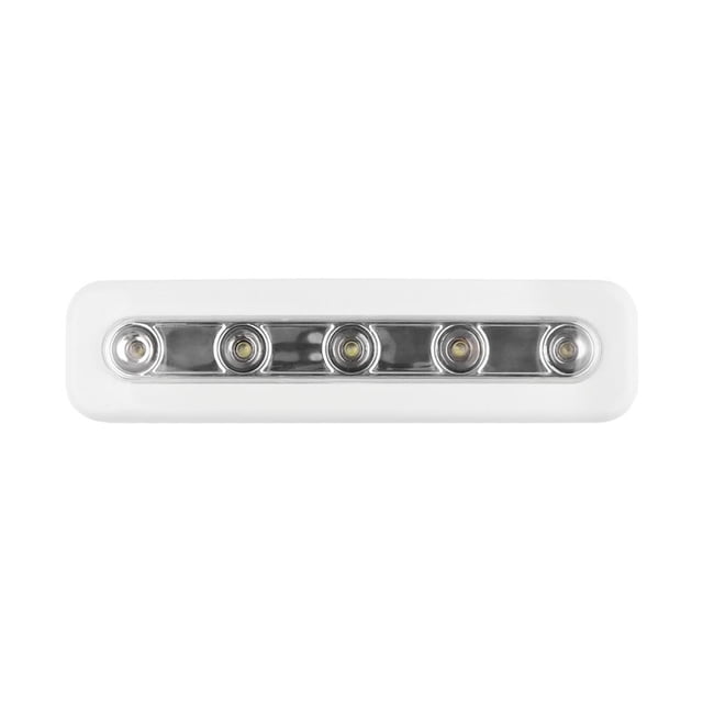Bewildely Mini 5-LED Night Light Cabinet Closet Lámpara de empuje Luz de pared con para escalera Baño junto a la cama con base adhesiva Iluminación navideña Blanco Bewildely HA024574-01