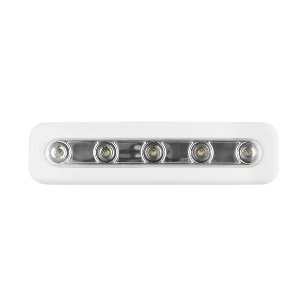 Bewildely Mini 5-LED Night Light Cabinet Closet Lámpara de empuje Luz de pared con para escalera Baño junto a la cama con base adhesiva Iluminación navideña Blanco Bewildely HA024574-01