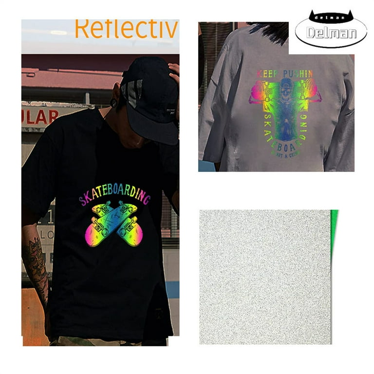 Gray Reflective Heat Transfer Vinyl HTV Iron on 12 x 10FT for Cricut  T-shirt