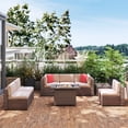 thumbnail image 2 of Sunmthink 8 Pcs Patio Furniture Sets with Fire Pit Table,Patio Conversation Sets,Brown, 2 of 9