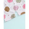 thumbnail image 6 of Toddler Baby Girl One Piece Swimsuit Shell Print Long Sleeve Rash Guard Swimwear Sun Protection Bathing Suits and Sun Hat Set, 6 of 7