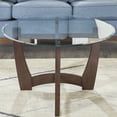 thumbnail image 6 of 48 Inch Oval Glass Coffee Table, Cherry Round Coffee Table Center Table with Glass Top, Small Coffee Table for Living Room, Office and Apartment, 6 of 13