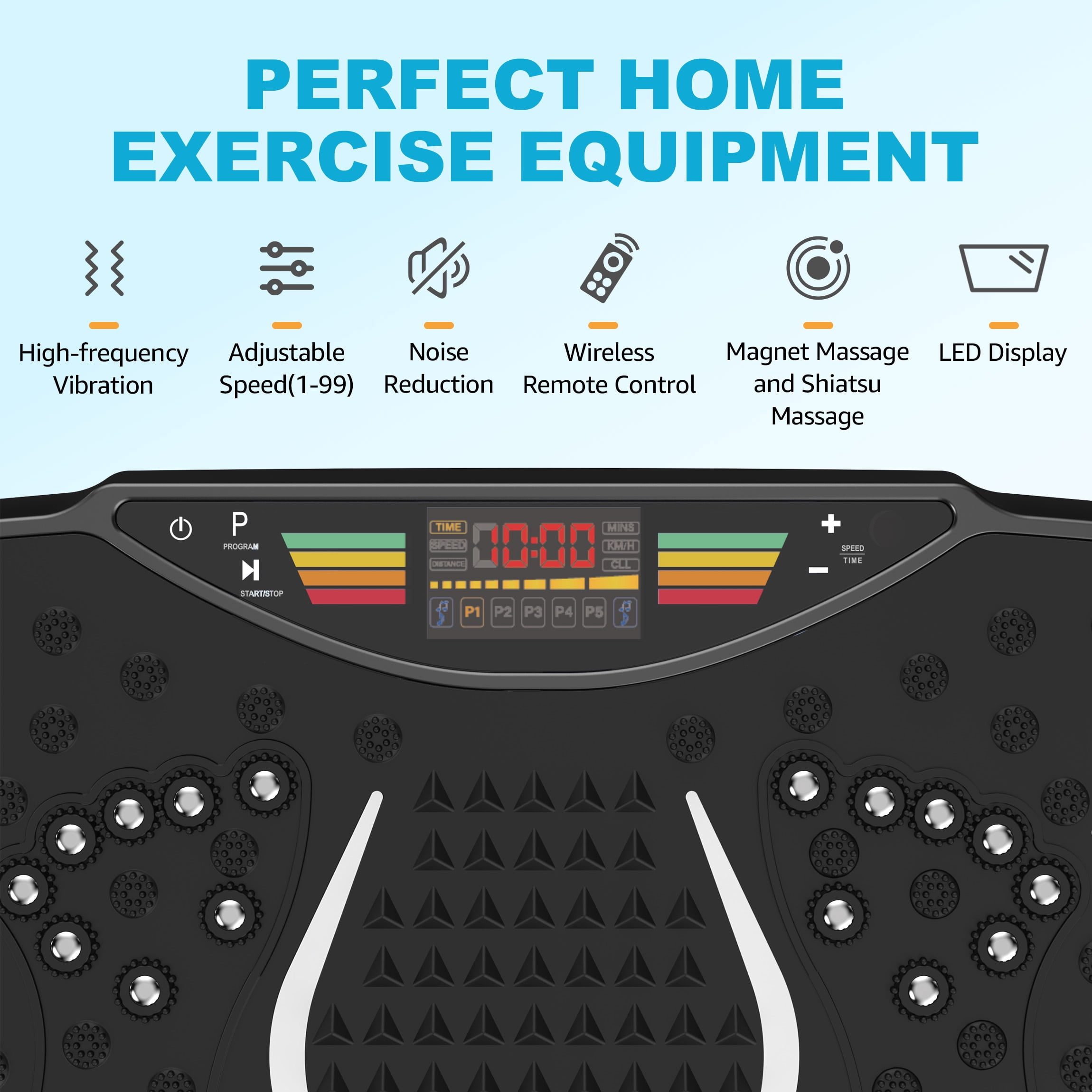 Hlthair Vibration Plate Exercise Machine for Lymphatic Drainage Machine Full Body Workout Vibration Fitness Platform with Bluetooth and Lights