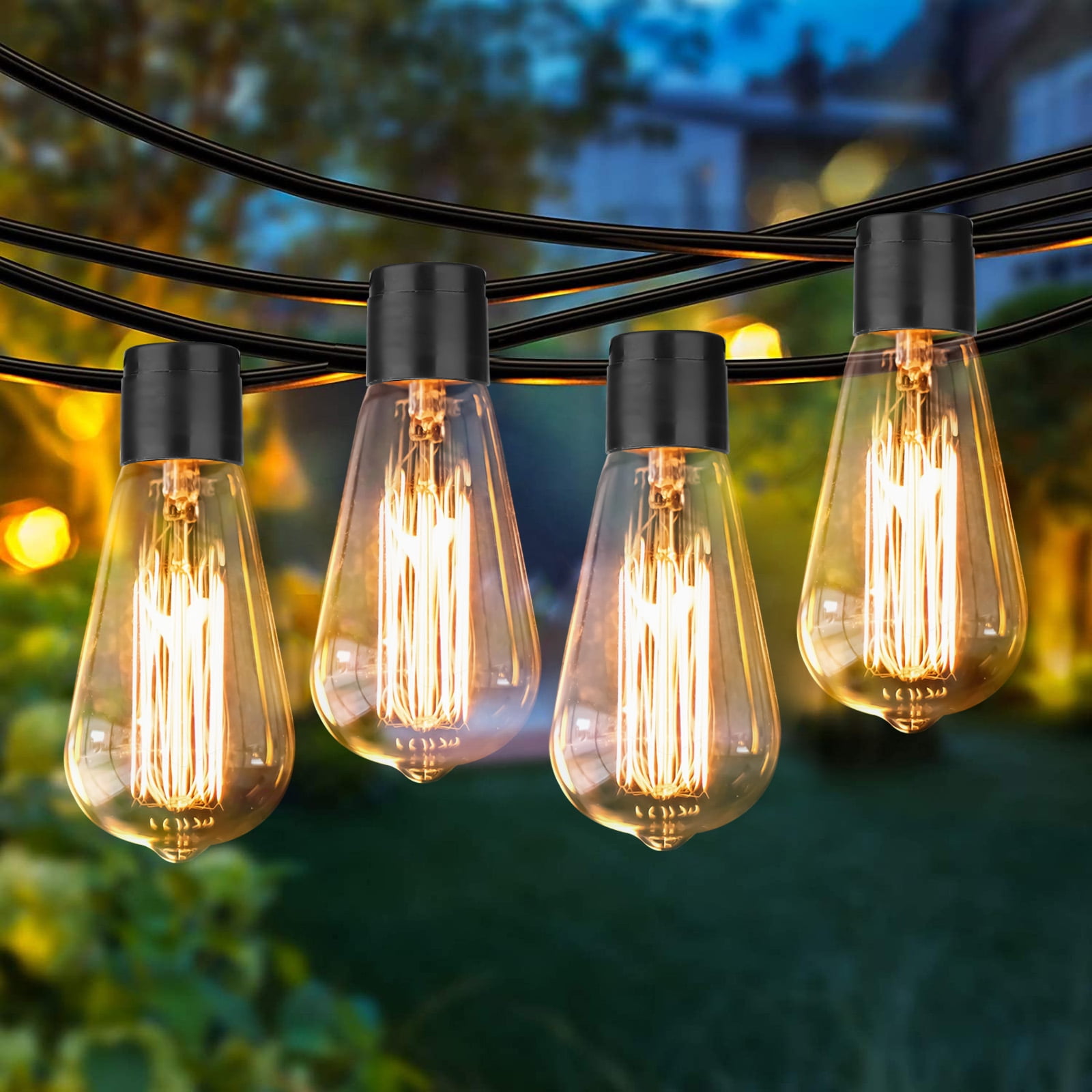 Outdoor Solar String Lights 26ft Patio Outside Hanging Light Bulbs