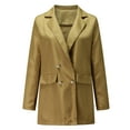 thumbnail image 5 of Baberdicy Women Coat Coat Outwear Double Long Jacket Mid Women Collar Elegant Breasted Notched Women's Coat Womens Blazer Khaki, 5 of 5