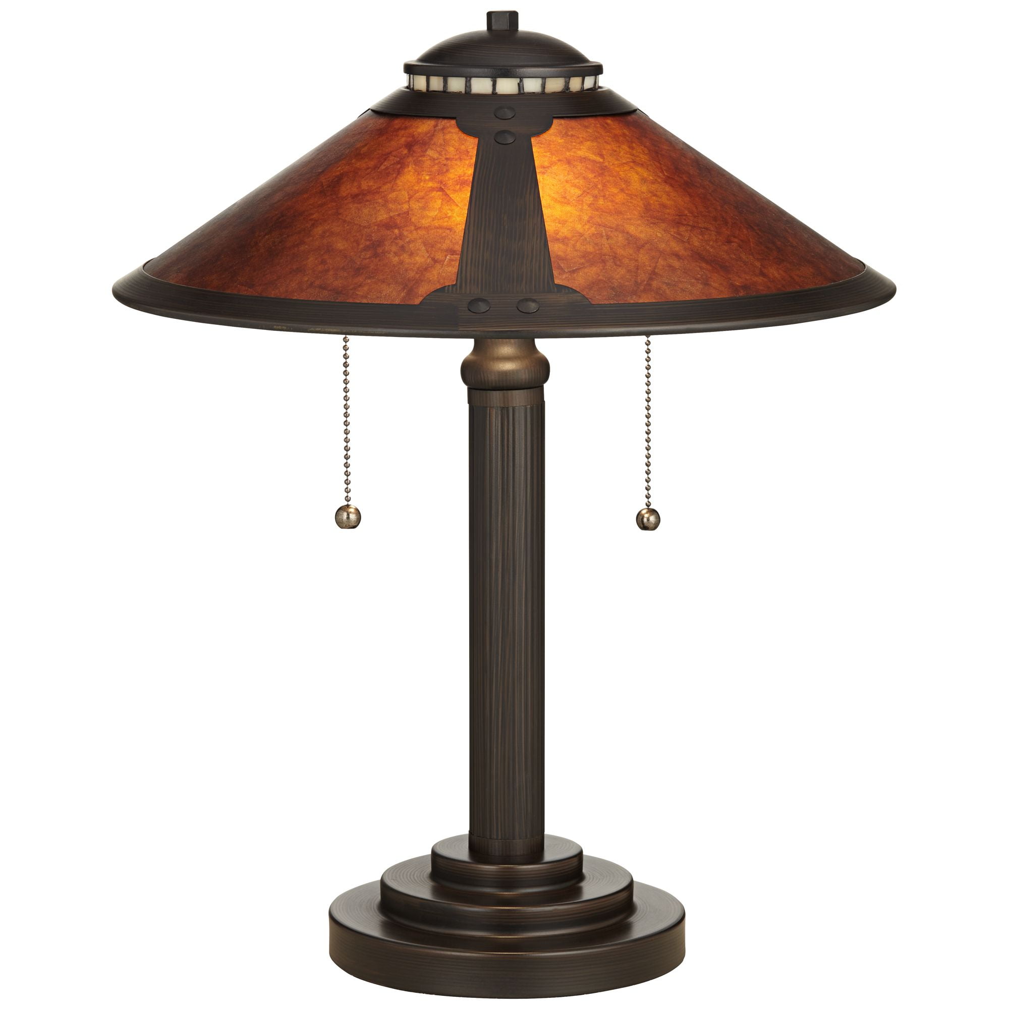 Robert Louis Tiffany Mica Mission Desk Lamp 18 1/2" High Oil Rubbed Bronze Natural Mica Shade for Bedroom Living Room Bedside Nightstand Kids Family