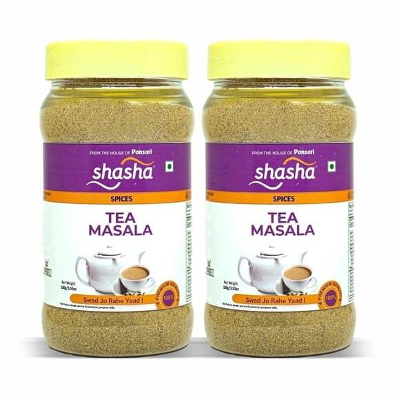 SHASHA Authentic Masala Chai Tea Powder – Traditional Indian Spiced Tea Mix with Cardamom, Clove – Unsweetened Tea Masala, 3.52 oz (Pack of 2)