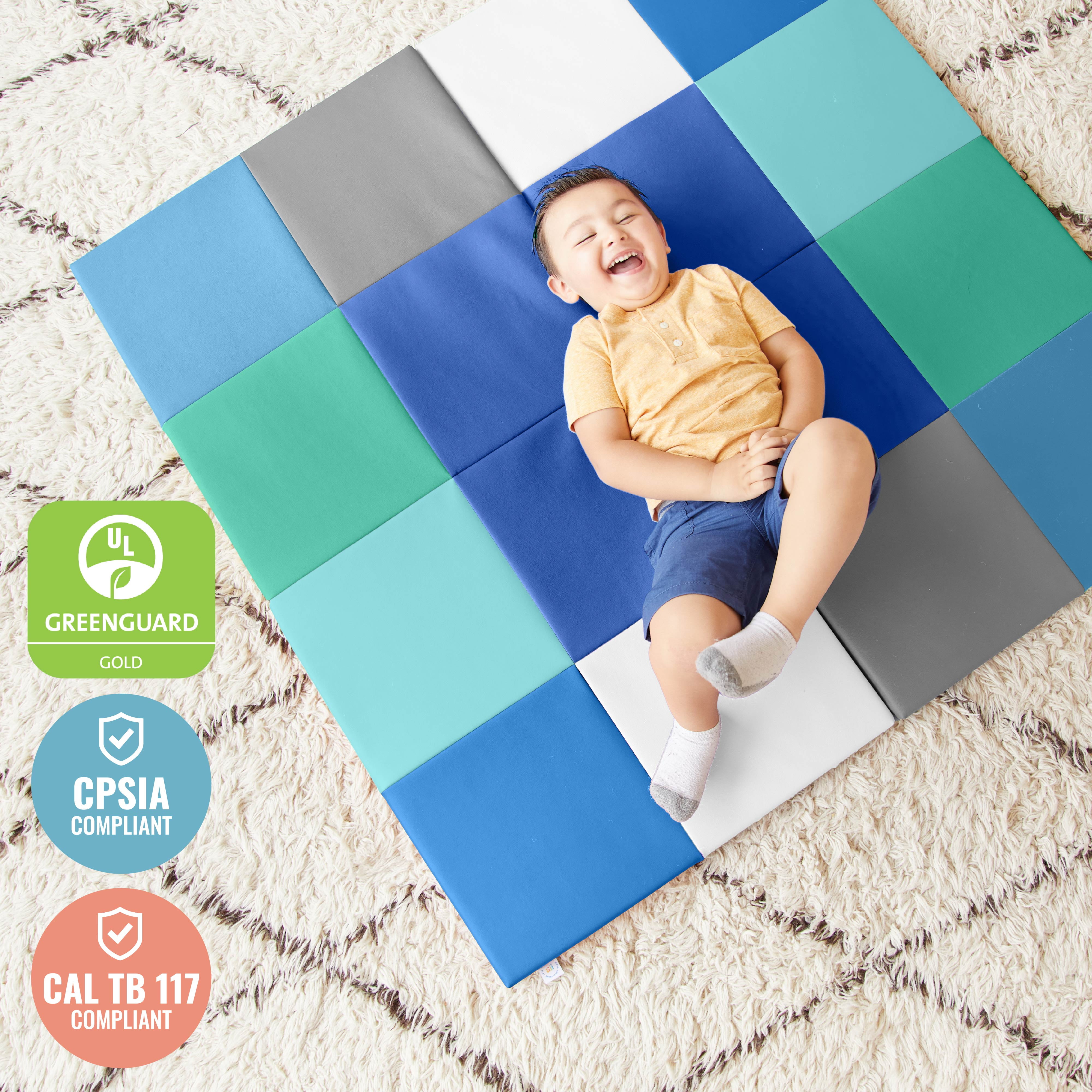 ECR4Kids SoftZone Square Dance Folding Activity Play Mat, 48in Square, Baby Essentials, Contemporary