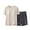 Beige, variant on Women's Sleep Shorts Set with Built-in Bra - Summer Cotton Pajama Set - Comfortable Lounge Wear with Chest Support (M-XXXXL) (Beige | M)