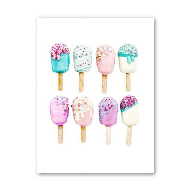 Póster de comida de helado de caramelo rosa de verano, lienzo Pop, arte de pared, imagen impresa, pintura, habitación de niñas, guardería, decoración del hogar, moda