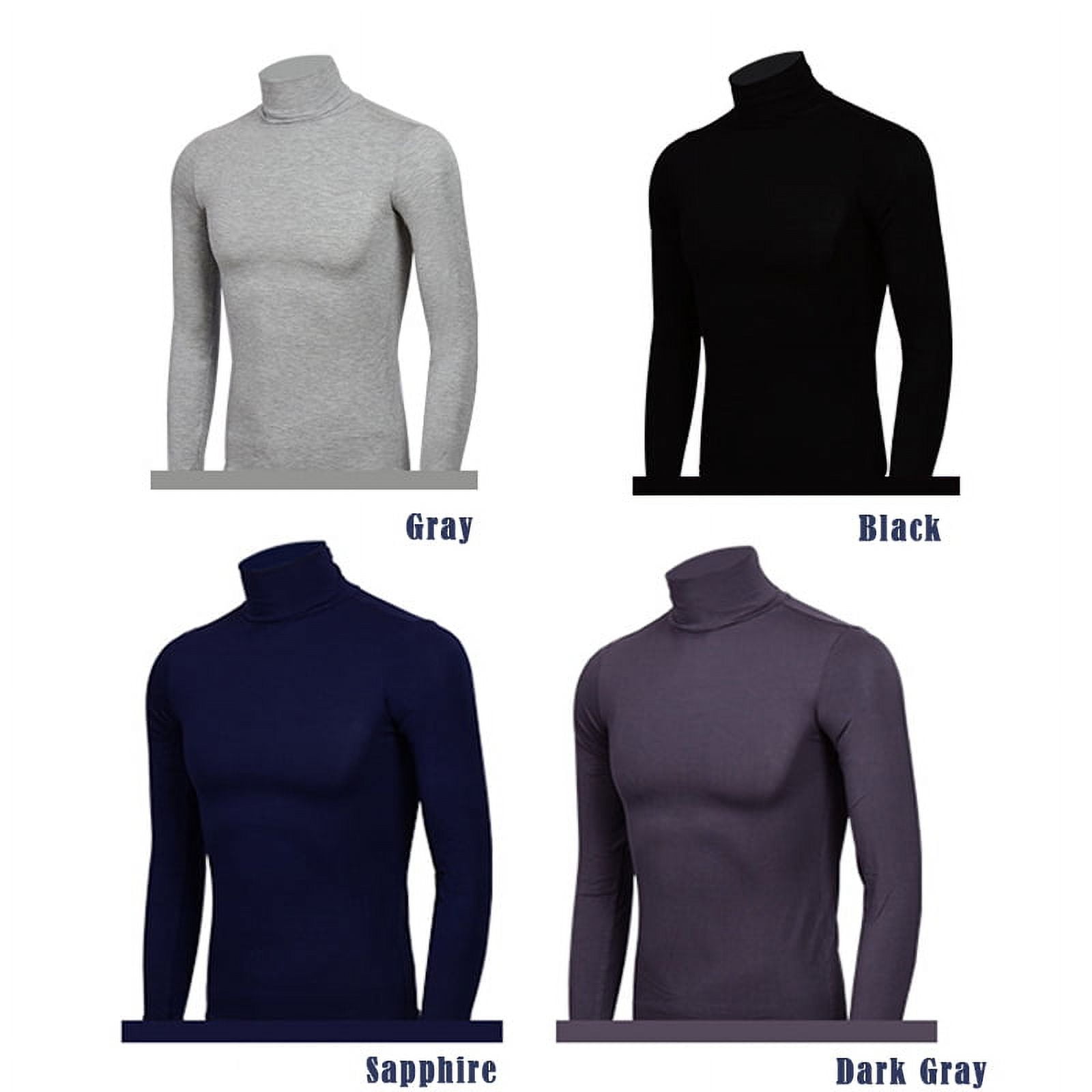 Men Solid High Collar Compression Shirts Turtleneck Long Sleeve Pullover  Basics