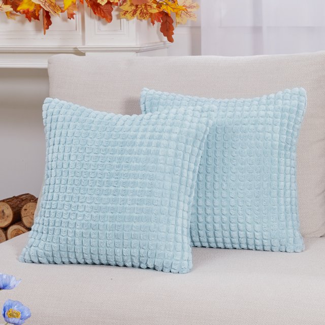 Deconovo Baby Blue Pillow Covers Decorative Pillow Case Solid Soft
