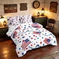 thumbnail image 2 of Manfei Watercolor American Flag King Bedding, Patriotic Star Ribbon King Bed in a Bag, Red Blue White, Polka Dots Reversible 7pcs, 2 of 6