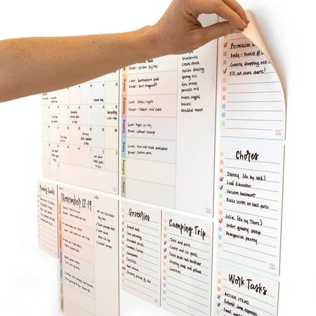 M.C. Squares Reusable Planning Whiteboards 10-Piece Planning Bundle. Whiteboards that Cling to Stainless Steel & Glass (Any Shiny Surface) Included 6 wet-erase Tackie Markers, Made in the USA