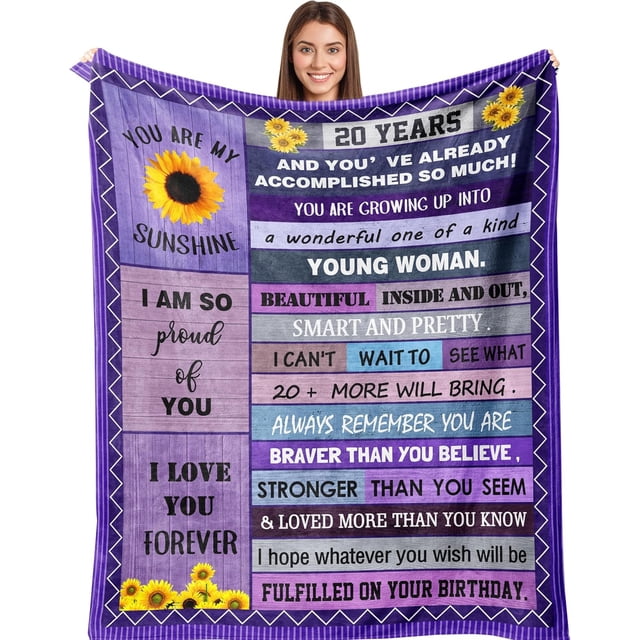 LHSHID Gifts for 20 Year Old Female 20th Birthday Decorations for Women 20th Birthday Gift 20 Year Old Girl Gifts Blanket 20th Birthday Gifts for Women 60"x80"