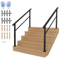 thumbnail image 1 of Handrail Kit 2-Pack - Black 5-Step ADA Compliant, Non-Slip for Porch Deck, 1 of 6