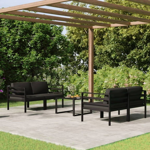 vidaXL 5 Piece Patio Lounge Set with Cushions Aluminum Anthracite