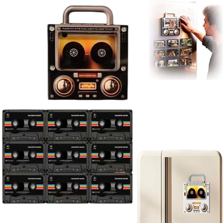 2026 New Retro Music Fridge Magnets with Player Set,Funny Vinyl Record Music Fridge Magnet for her or his Birthday, Wedding Anniversary, or Romantic Gift