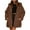 Brown, variant on Fartey Womens Oversized Quilted Jackets Loose Casual Hooded Coat Button Down Padded Coats Winter Solid Color Long Sleeve Warm Outwear with Pockets