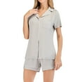 thumbnail image 5 of Women Pajamas Set Notch Collar Soft Sleepwear Pjs Comfort Summer Pocket Short Sleeve Button Down Nightwear with Short Pants, 5 of 6