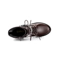 thumbnail image 4 of BLISSFUL STEP Women's Platform Chain Block Heel Combat Ankle Boots Brown 8.5, 4 of 8